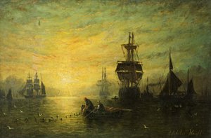 ボートの夕日、1875
